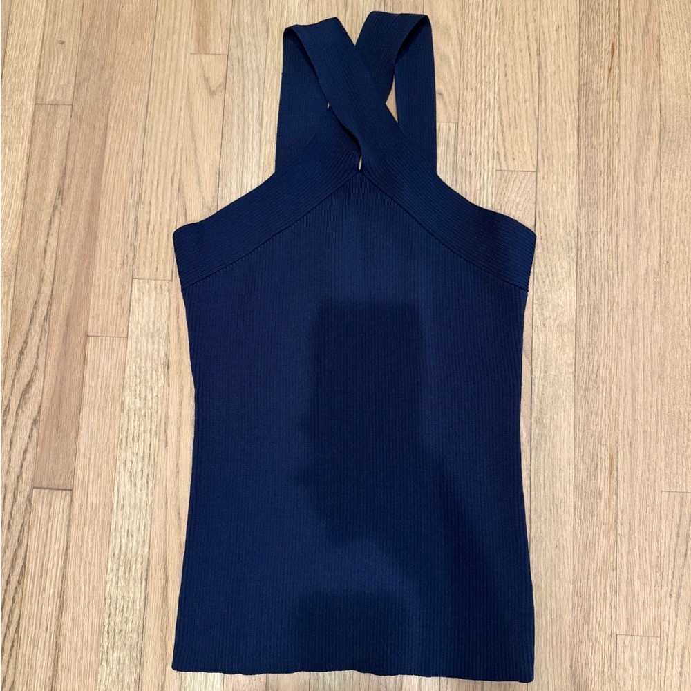 NWOT Lauren James Halter Cross Front Ribbed Top